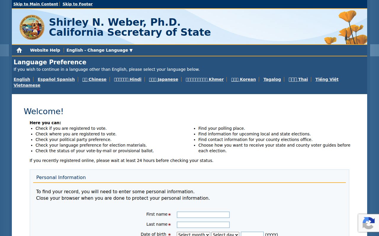 Danville residents directory California voter status verification form