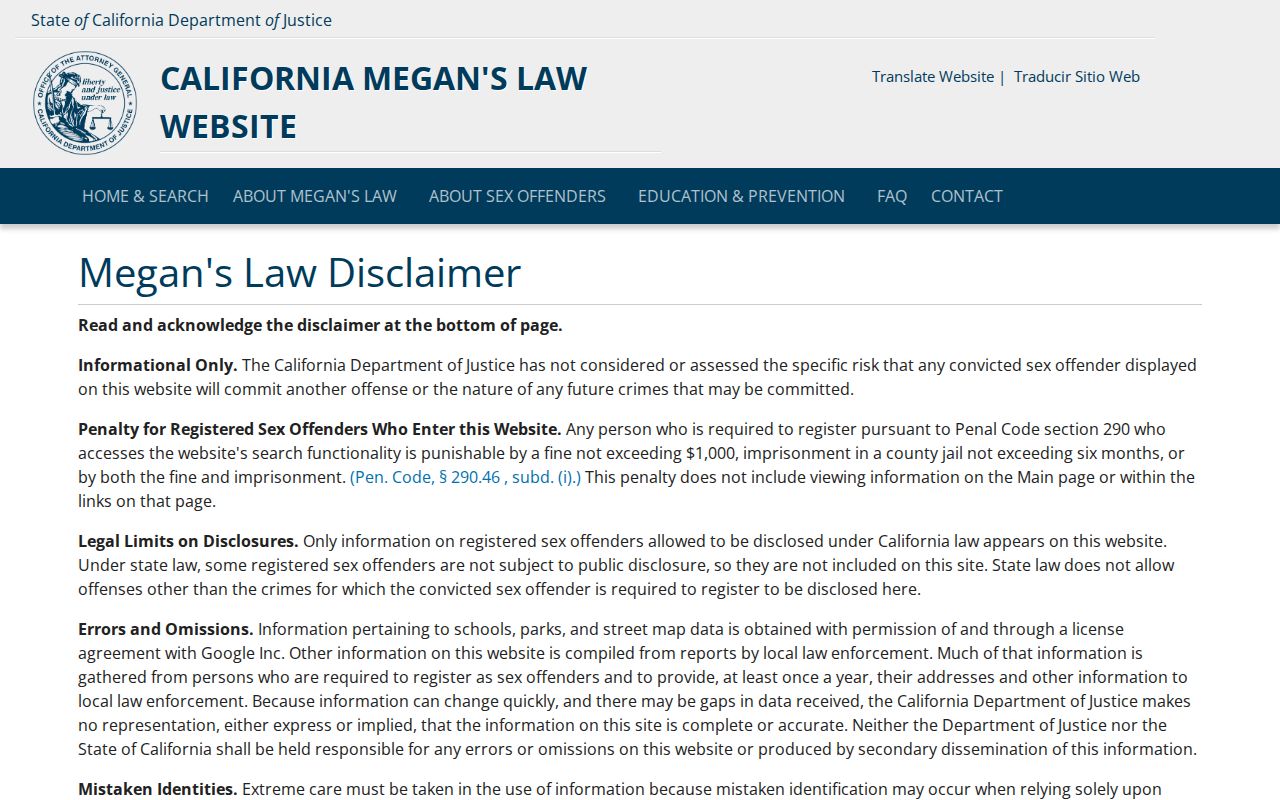 Danville neighbors California Megan's Law public registry