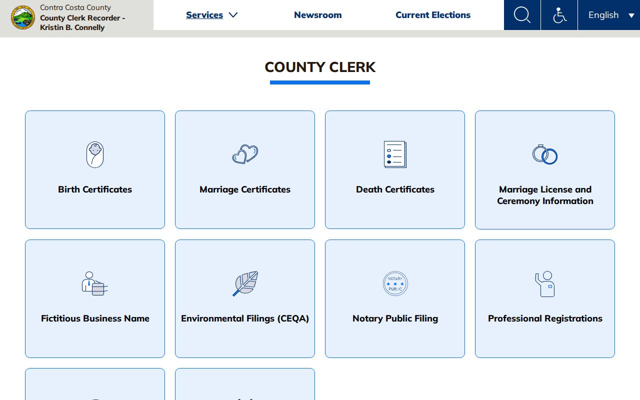 Danville previous residents research at Contra Costa County Clerk services