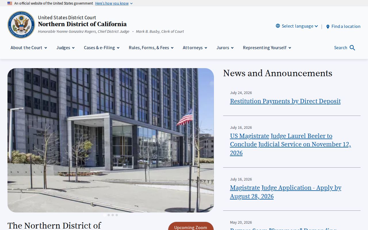Danville resident lookup Northern District of California court