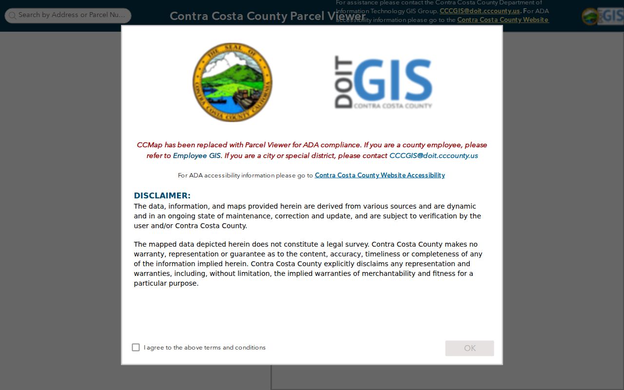 Danville street directory CCMAP parcel and radius viewer